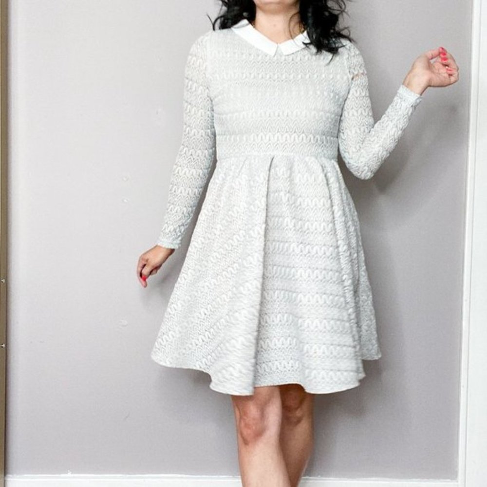 MAJE Basket knitted dress ice blue collared NWT